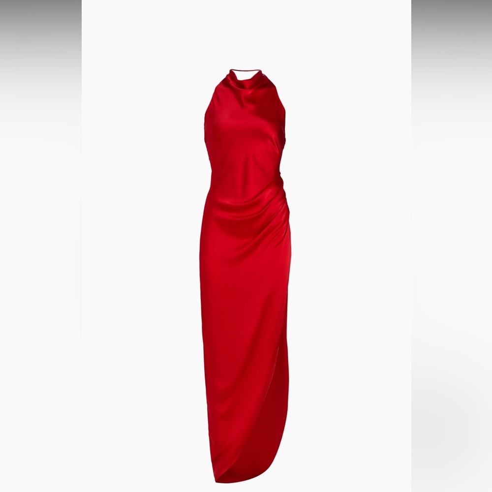 NWT Amanda Uprichard Elektra Gathered Silk Halter Gown